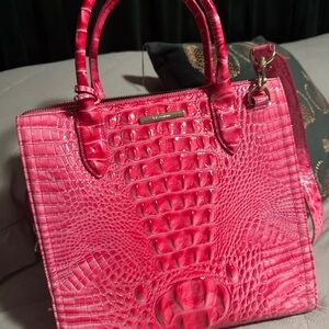 Pink Crocodile Embossed Handbag
